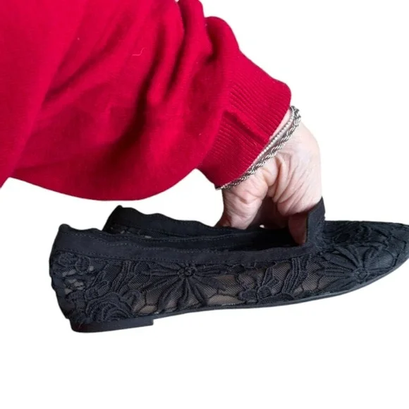 Seychelles Black Lace Mesh Ballet Flats Memory Foam Womens Size 9.5 M - Picture 6 of 8